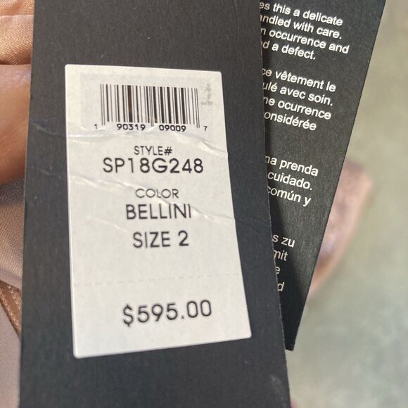 Rachel Zoe Dress Womens 2 Sequin Bellini Pink Long Sleeve Maxi Side Slit Evening - Picture 11 of 14